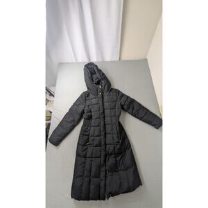 Cole Haan Signature Hooded Down & Feather Long Puffer Coat Black Small